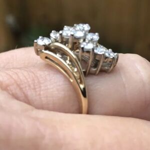 Gold and Silver Diamond Cluster Ring